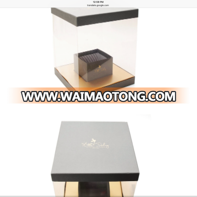 Printed Paper Box With Clear Acerate Clear Lid top and BOTTOM STYLE flower packaging box