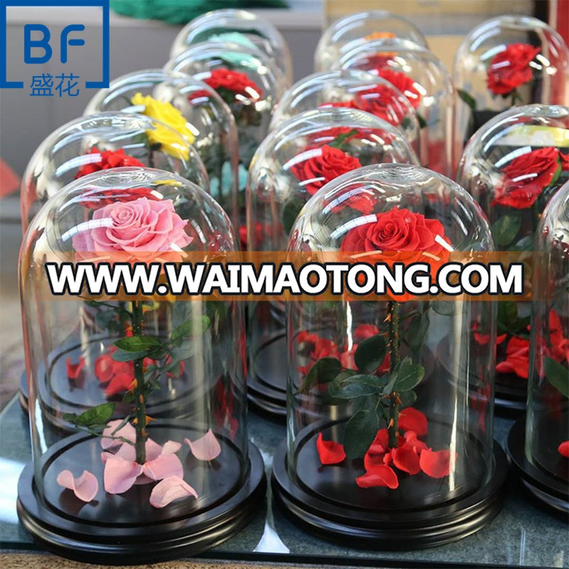 Wholesale preserved roses 3 pieces A grade rose in glass for gift